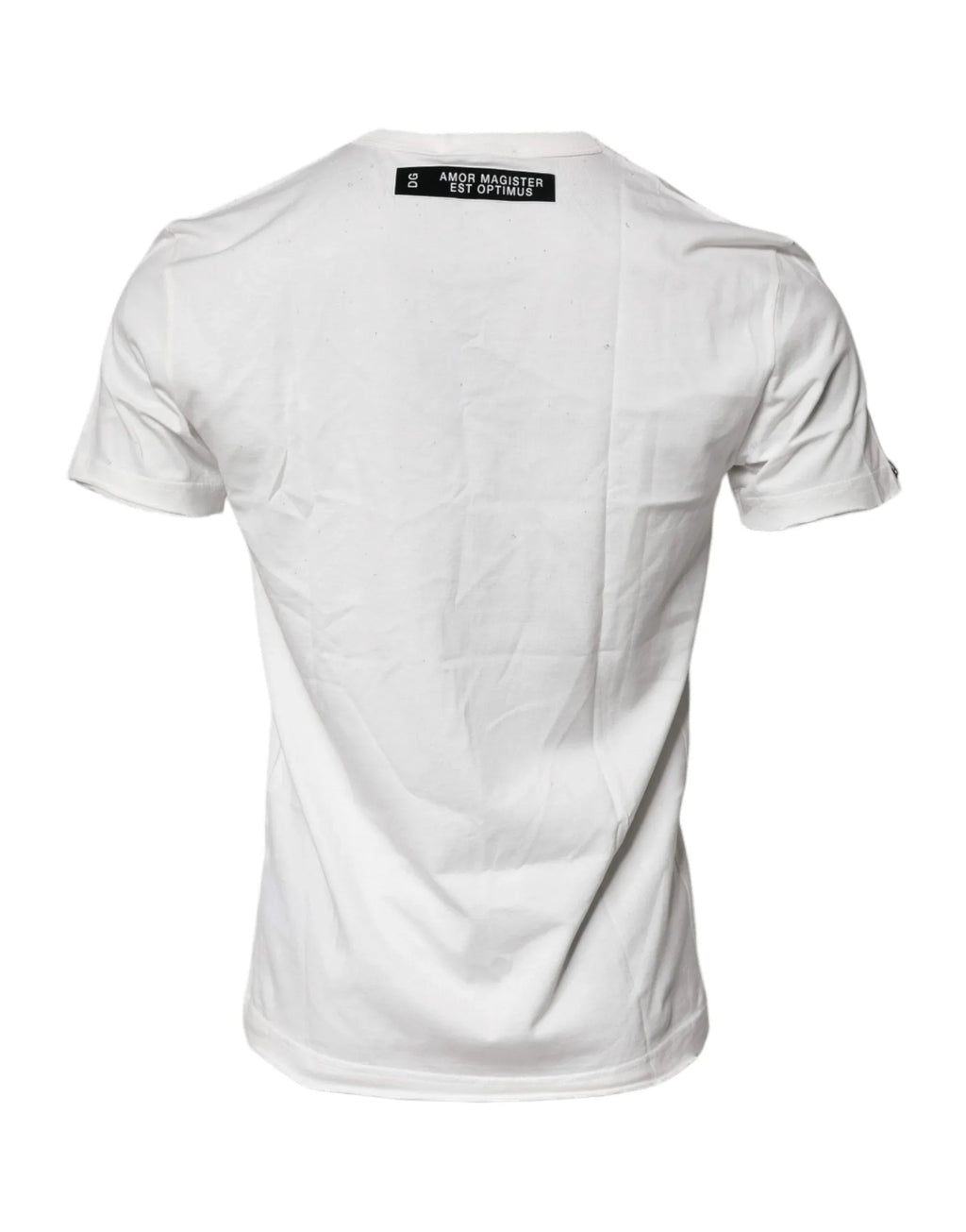 Dolce & Gabbana White Graphic Print Cotton Crew Neck T-shirt - Zeiniez