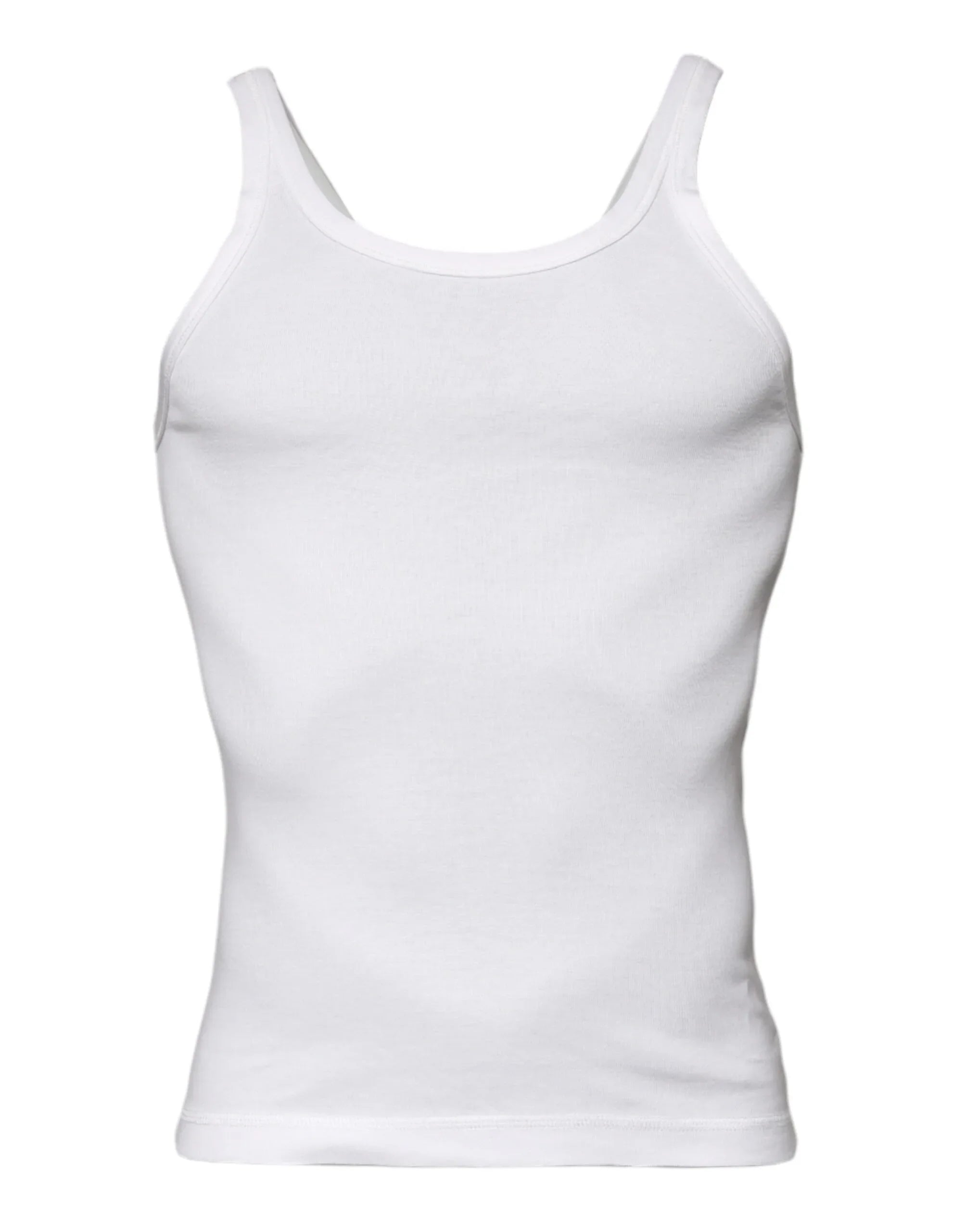 Dolce & Gabbana Ivory Cotton Sleeveless Round Neck Tank T-shirt - Zeiniez