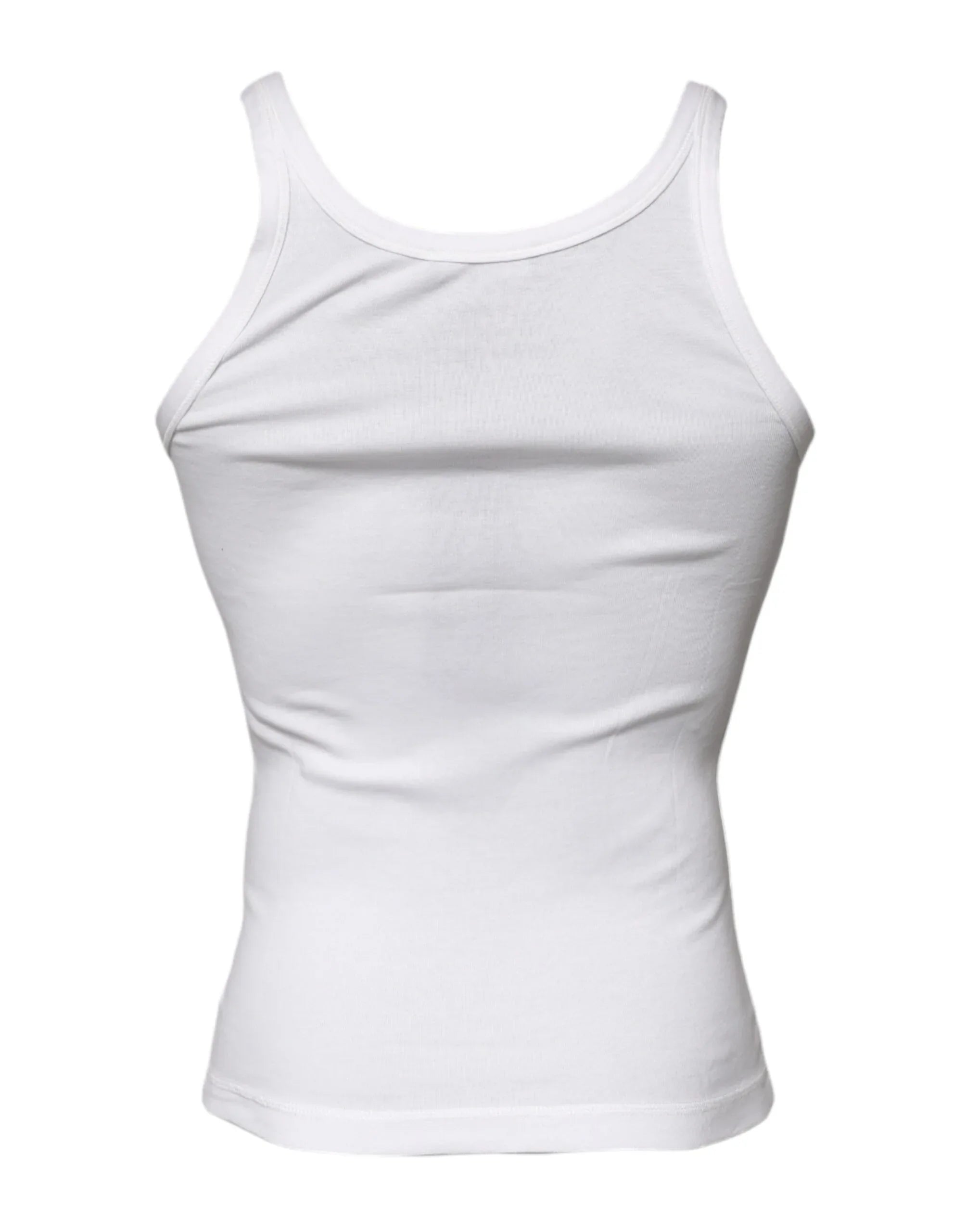 Dolce & Gabbana Ivory Cotton Sleeveless Round Neck Tank T-shirt - Zeiniez