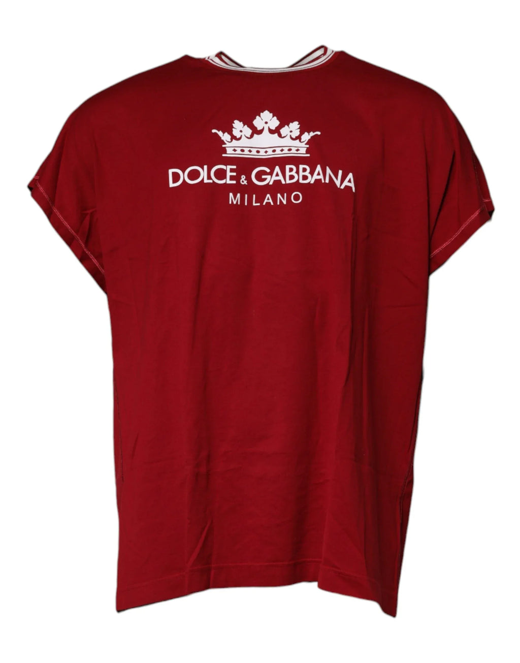 Dolce & Gabbana Red Logo Crown Cotton Crew Neck T-shirt - Zeiniez