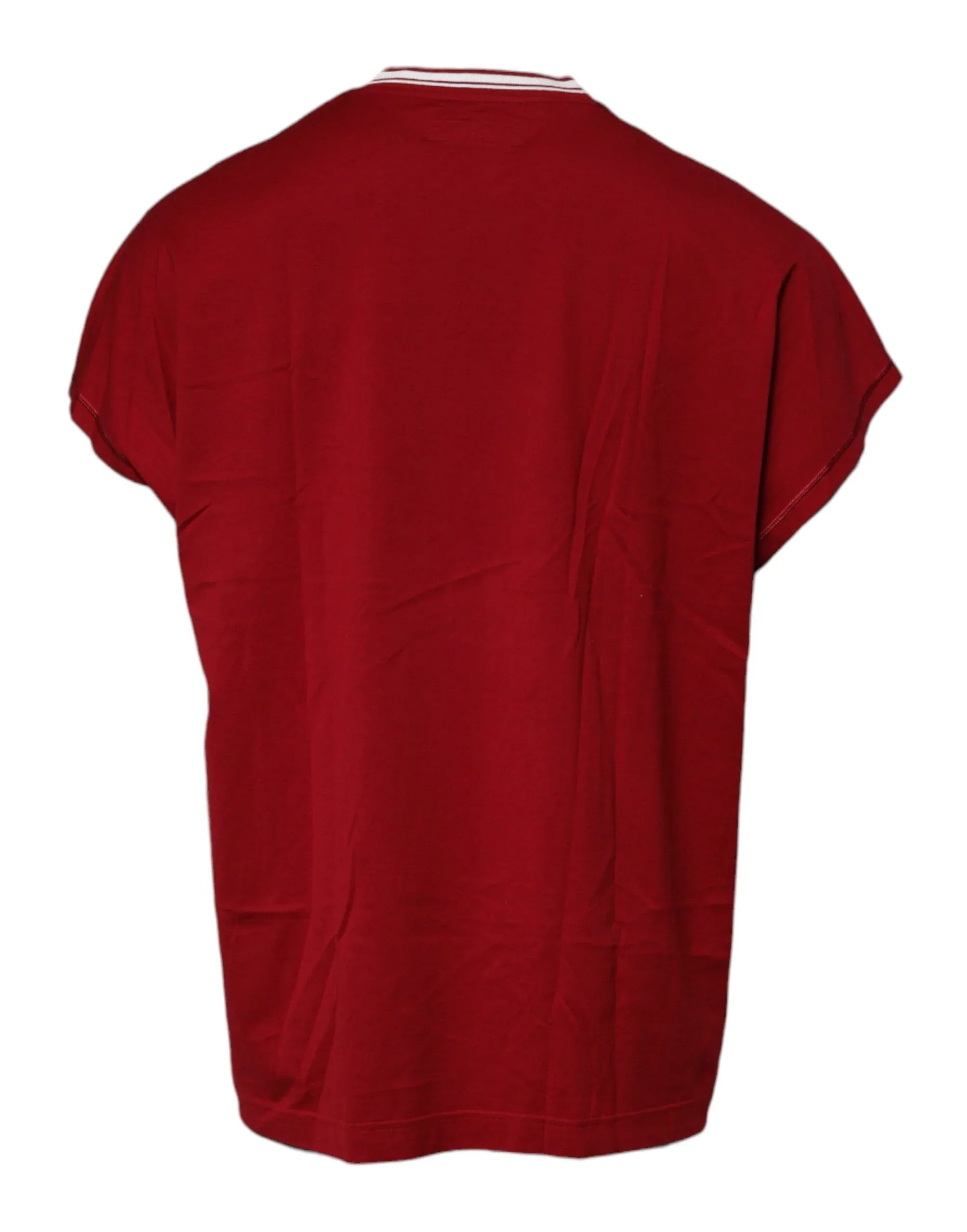 Dolce & Gabbana Red Logo Crown Cotton Crew Neck T-shirt - Zeiniez