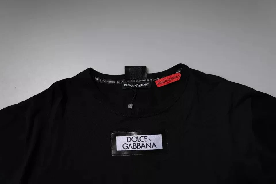 Dolce & Gabbana Black #DGMILLENNIALS Cotton Crew Neck T-shirt - Zeiniez