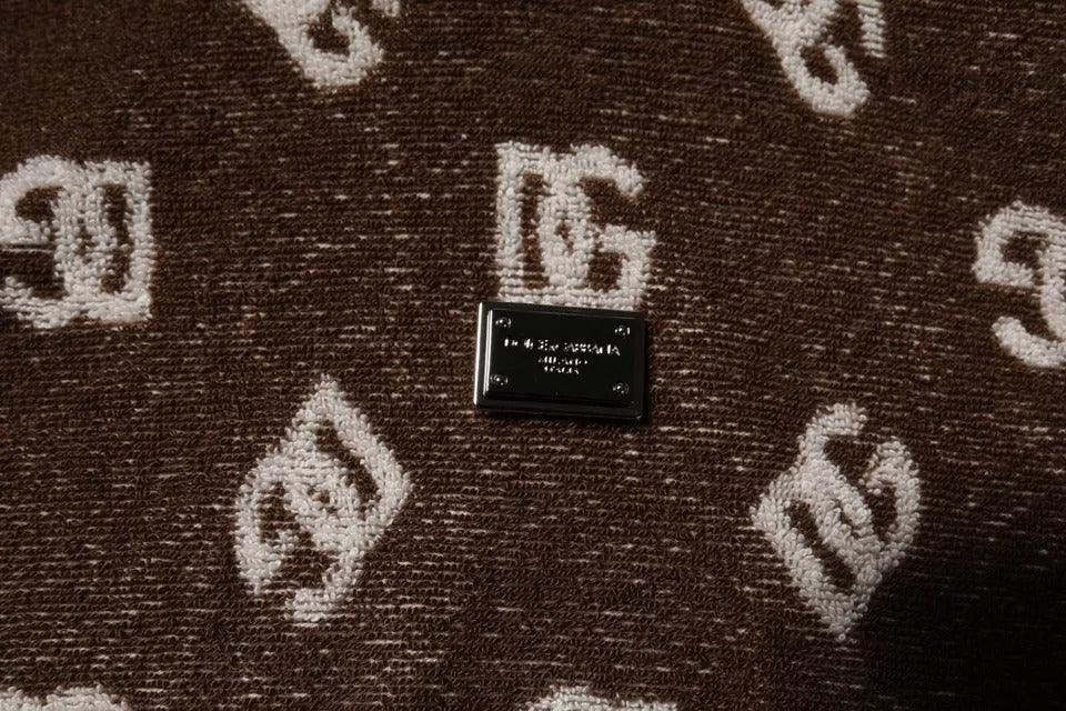 Dolce & Gabbana Brown Logo Monogram Cotton Crew Neck T-shirt - Zeiniez