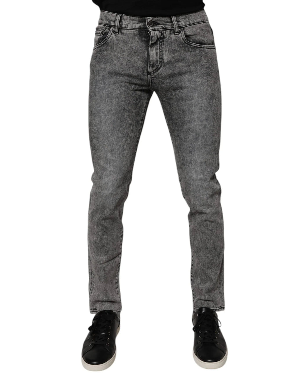 Dolce & Gabbana Dark Gray Washed Cotton Slim Fit Denim Jeans - Zeiniez