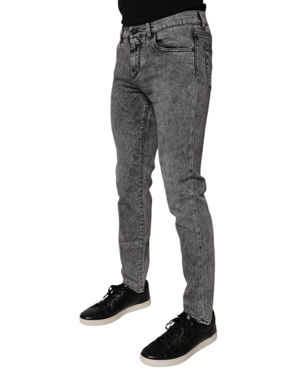 Dolce & Gabbana Dark Gray Washed Cotton Slim Fit Denim Jeans - Zeiniez