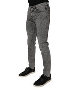 Dolce & Gabbana Dark Gray Washed Cotton Slim Fit Denim Jeans - Zeiniez