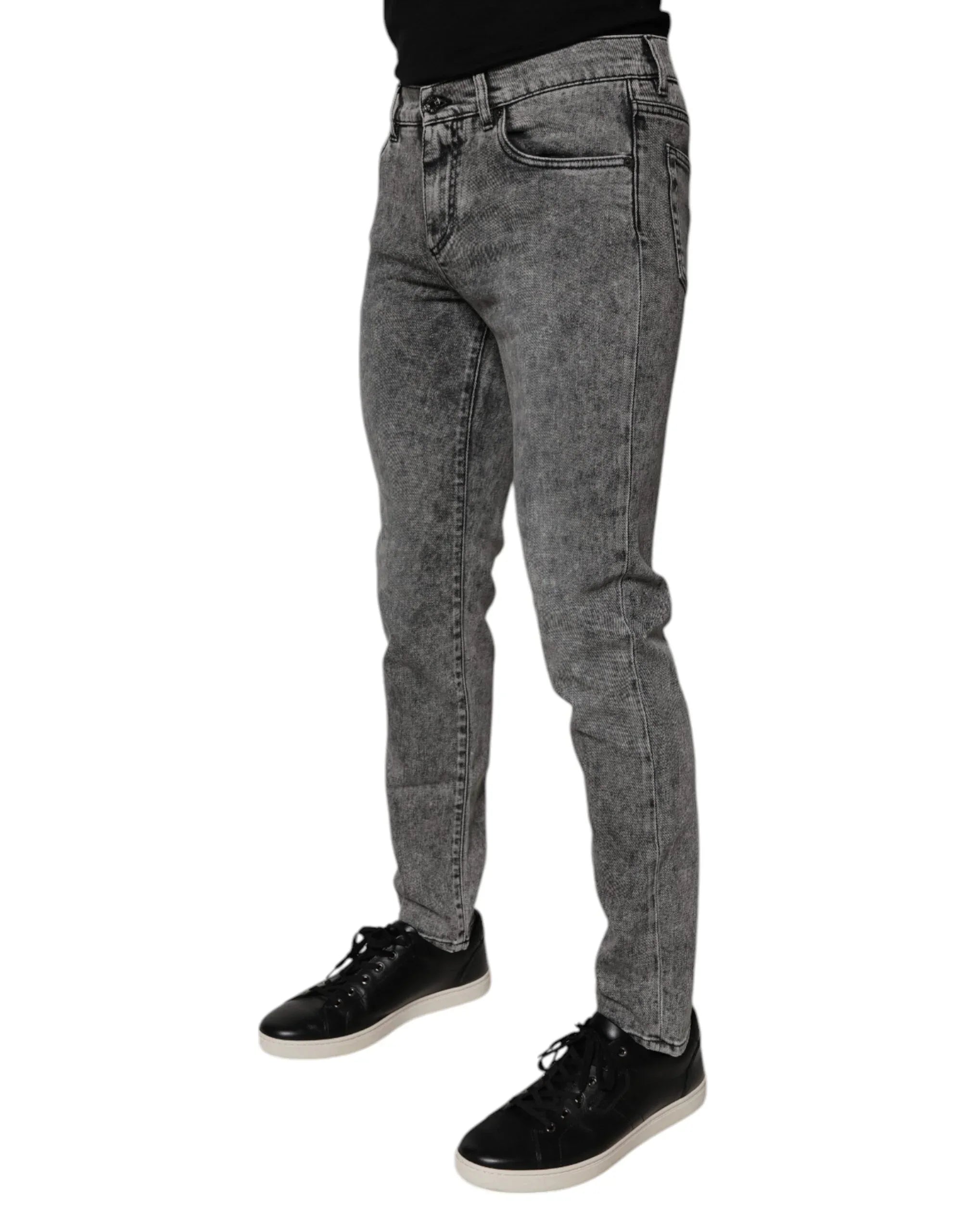 Dolce & Gabbana Dark Gray Washed Cotton Slim Fit Denim Jeans - Zeiniez
