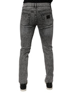 Dolce & Gabbana Dark Gray Washed Cotton Slim Fit Denim Jeans - Zeiniez