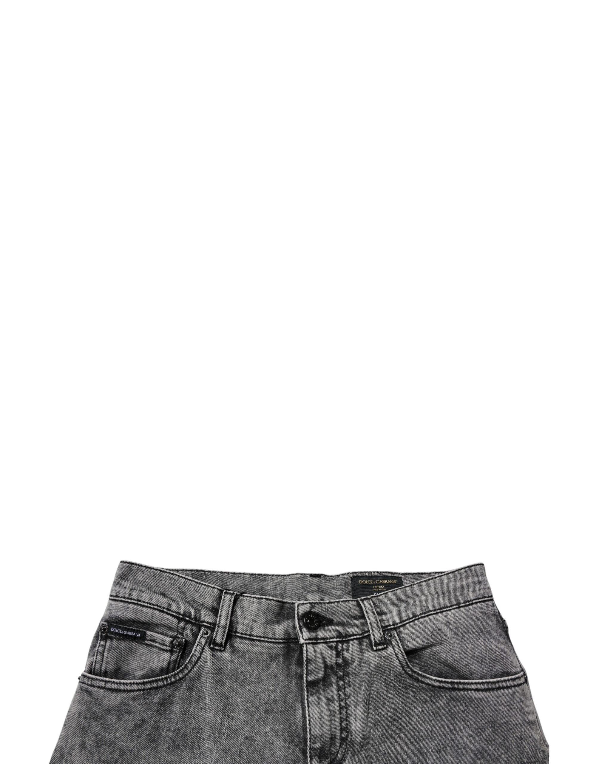 Dolce & Gabbana Dark Gray Washed Cotton Slim Fit Denim Jeans - Zeiniez