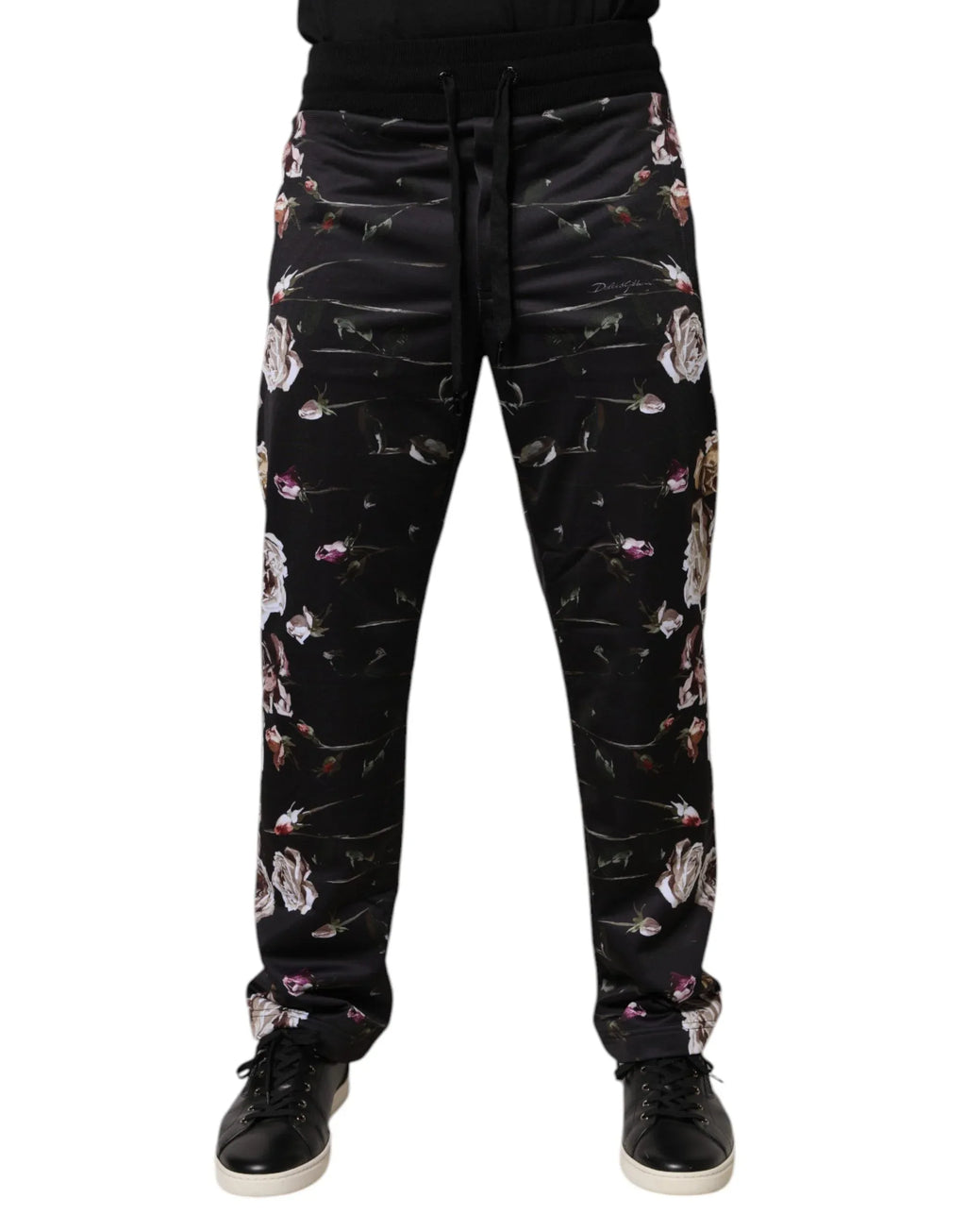 Dolce & Gabbana Black Floral Polyester Jogger Pants - Zeiniez