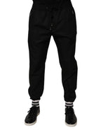 Dolce & Gabbana Black Cotton Men Jogger Sweatpants Pants - Zeiniez