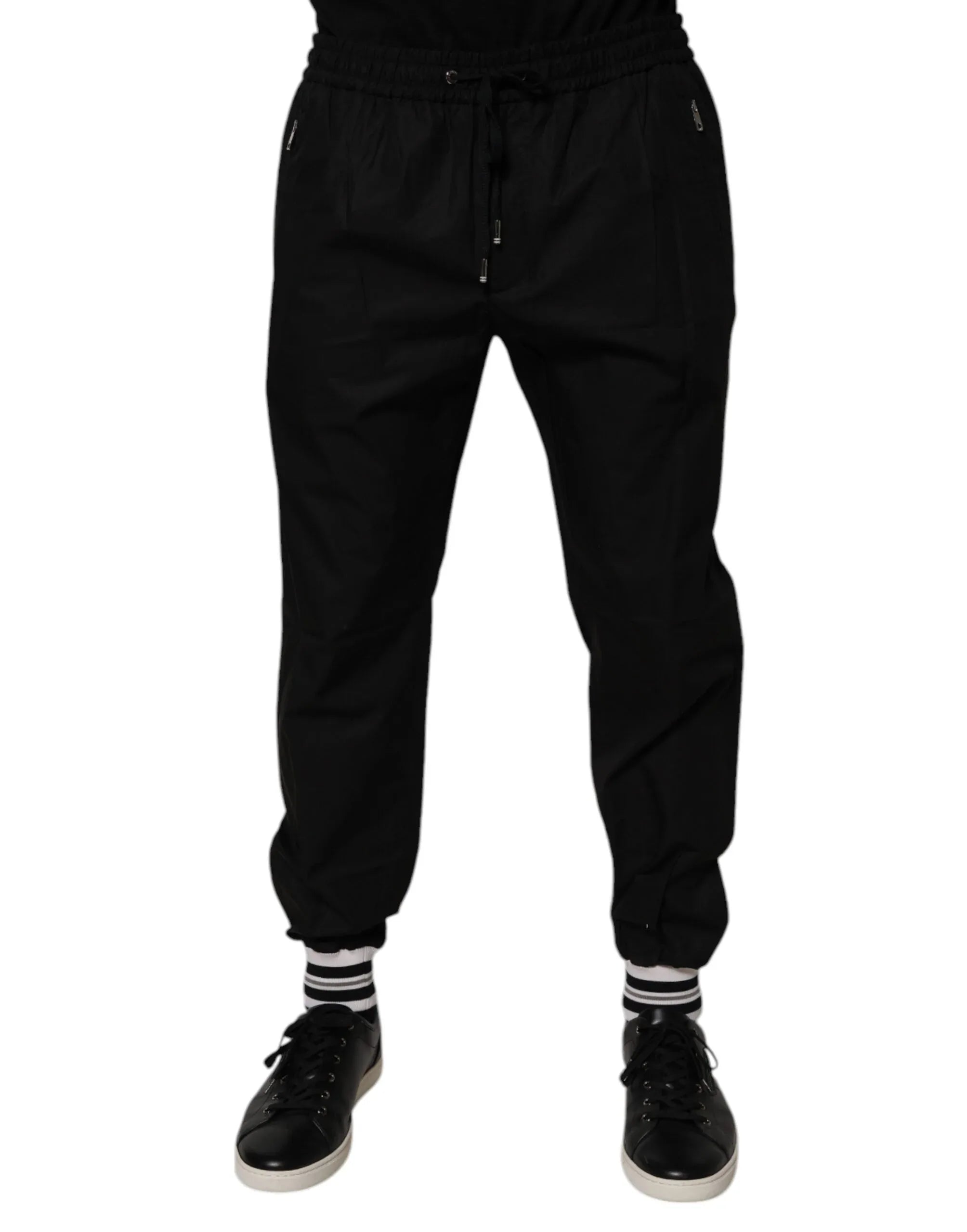 Dolce & Gabbana Black Cotton Men Jogger Sweatpants Pants - Zeiniez