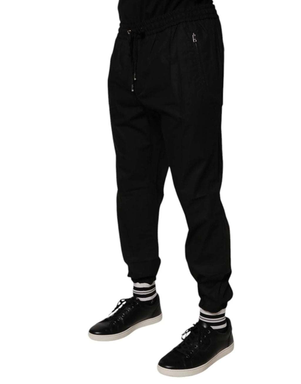 Dolce & Gabbana Black Cotton Men Jogger Sweatpants Pants - Zeiniez