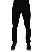 Dolce & Gabbana Black Tattered Cotton Skinny Men Denim Jeans - Zeiniez