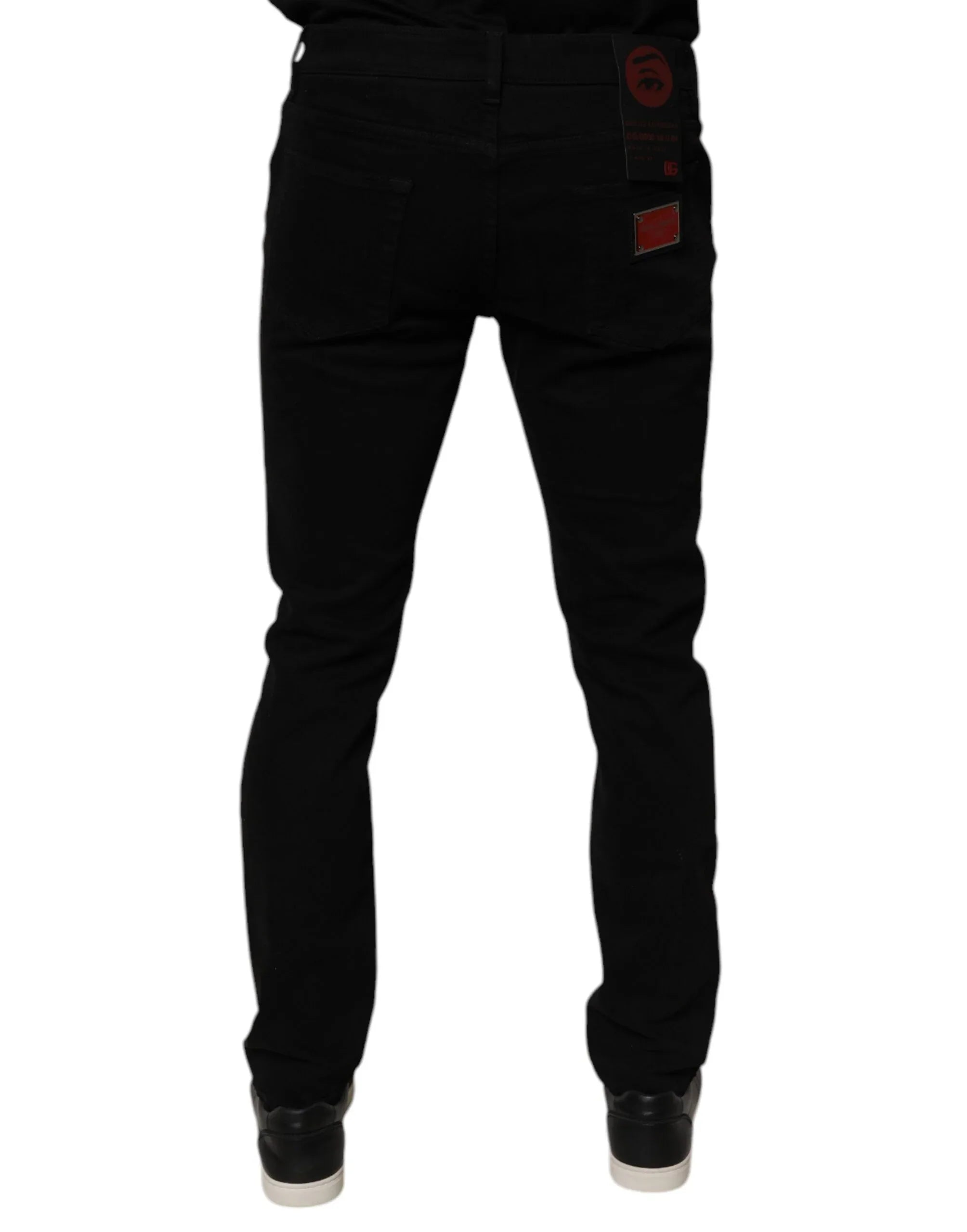 Dolce & Gabbana Black Tattered Cotton Skinny Men Denim Jeans - Zeiniez