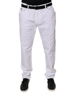 Dolce & Gabbana White Cotton Stretch Skinny Men Denim Jeans - Zeiniez