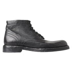 Dolce & Gabbana Black Leather Lace-Up Boots - Zeiniez