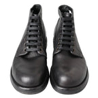 Dolce & Gabbana Black Leather Lace-Up Boots - Zeiniez