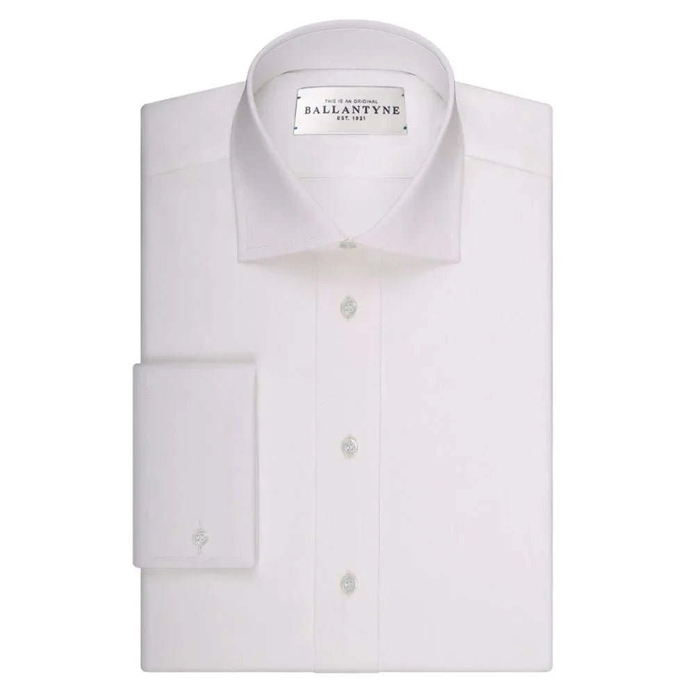 Ballantyne White Cotton Dress Shirt - Zeiniez