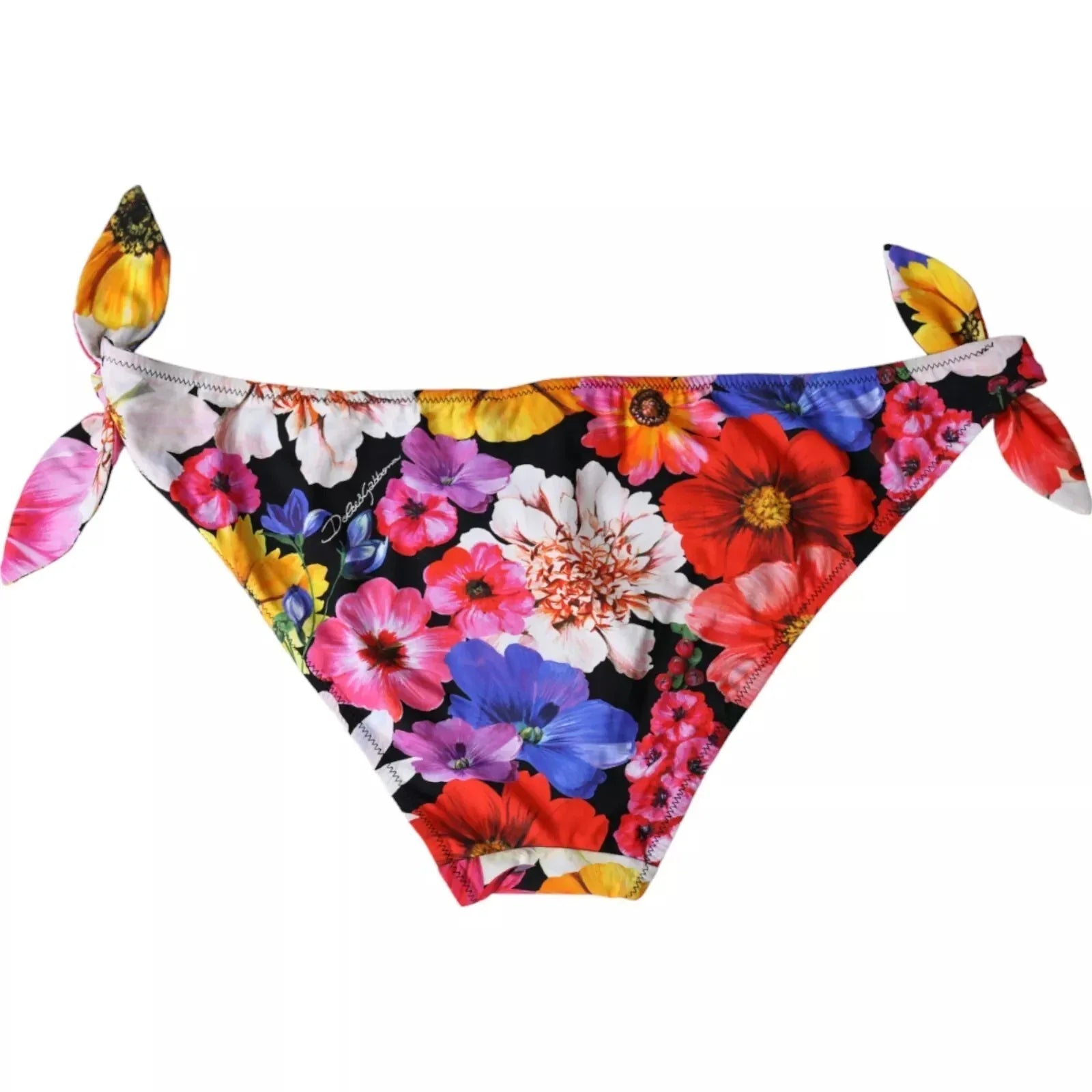 Dolce & Gabbana Black Floral Print Swimsuit Bikini Bottom Swimwear - Zeiniez