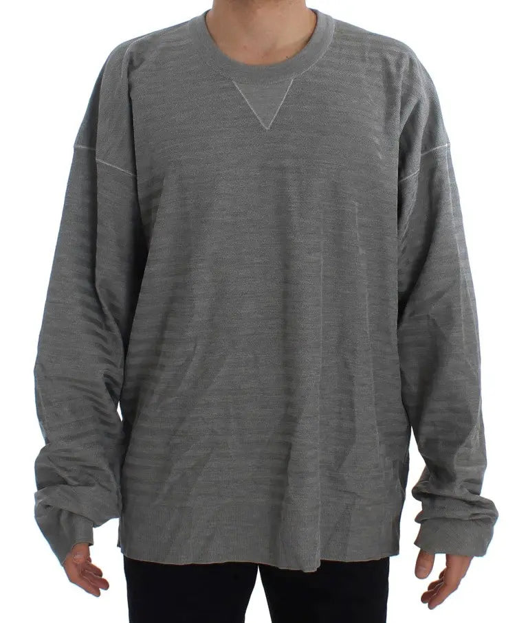 Dolce & Gabbana Gray Crewneck Pullover Silk Sweater Dolce & Gabbana
