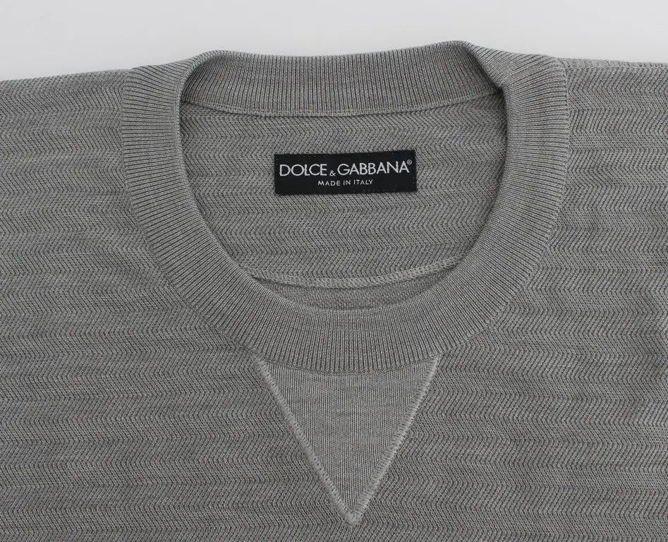 Dolce & Gabbana Gray Crewneck Pullover Silk Sweater Dolce & Gabbana