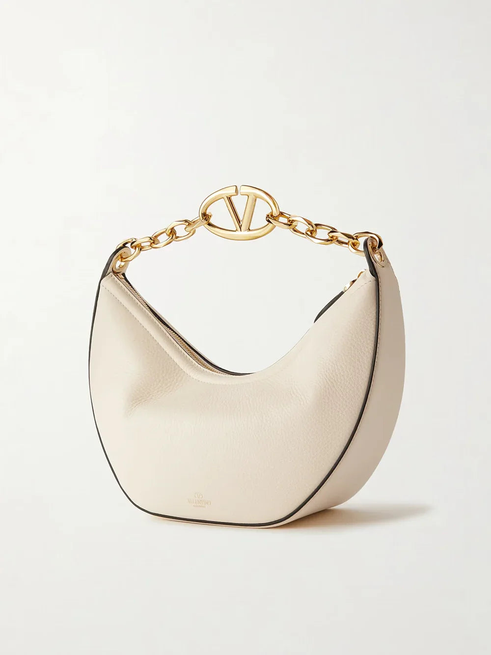 Valentino Garavani Ivory Leather Small Hobo Vlogo Shoulder Bag - Zeiniez