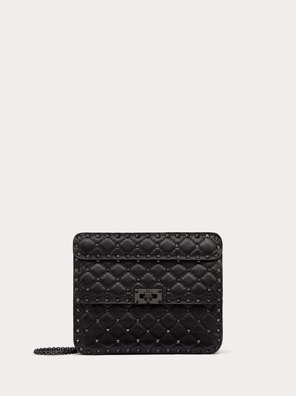 Valentino Garavani Black Nappa Leather Medium Rockstudt Spike Bag - Zeiniez