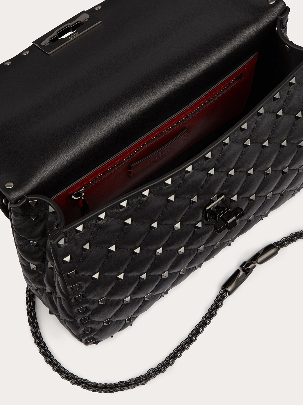 Valentino Garavani Black Nappa Leather Medium Rockstudt Spike Bag - Zeiniez