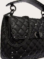 Valentino Garavani Black Nappa Leather Medium Rockstudt Spike Bag - Zeiniez