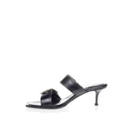 Alexander McQueen Black Leather Stiletto Heel Sandals - Zeiniez