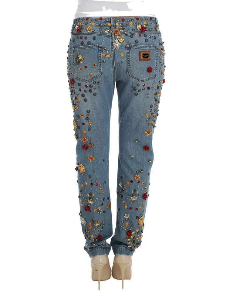 Dolce & Gabbana Crystal Roses Heart Embellished Jeans Dolce & Gabbana