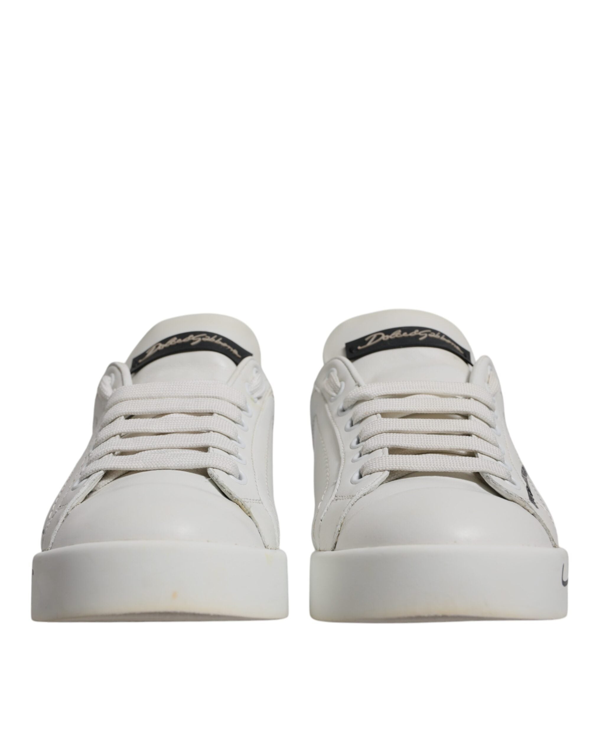 Dolce & Gabbana White Blue Logo Portofino Sneakers Shoes - Zeiniez