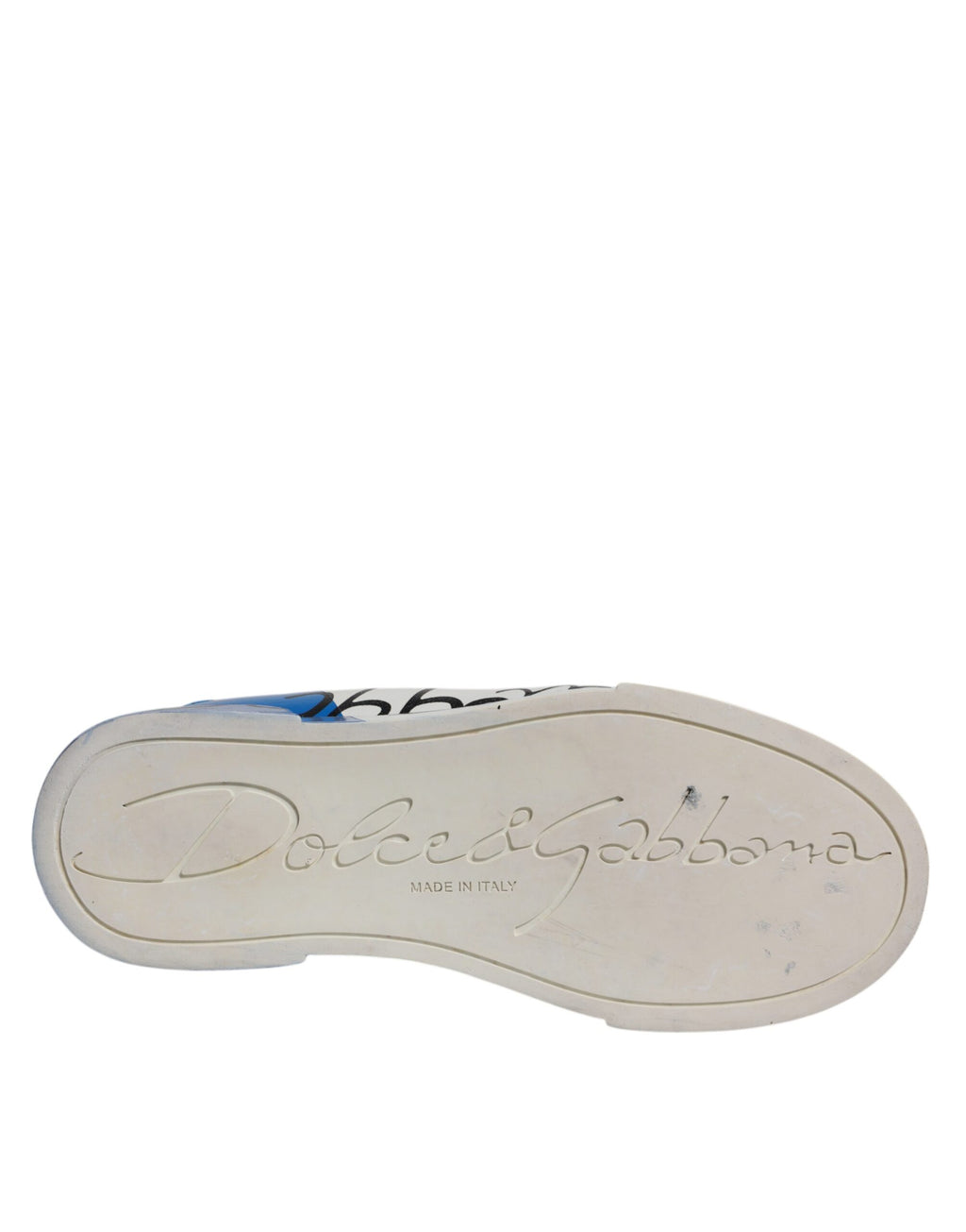Dolce & Gabbana White Blue Logo Portofino Sneakers Shoes - Zeiniez