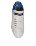 Dolce & Gabbana White Blue Logo Portofino Sneakers Shoes - Zeiniez