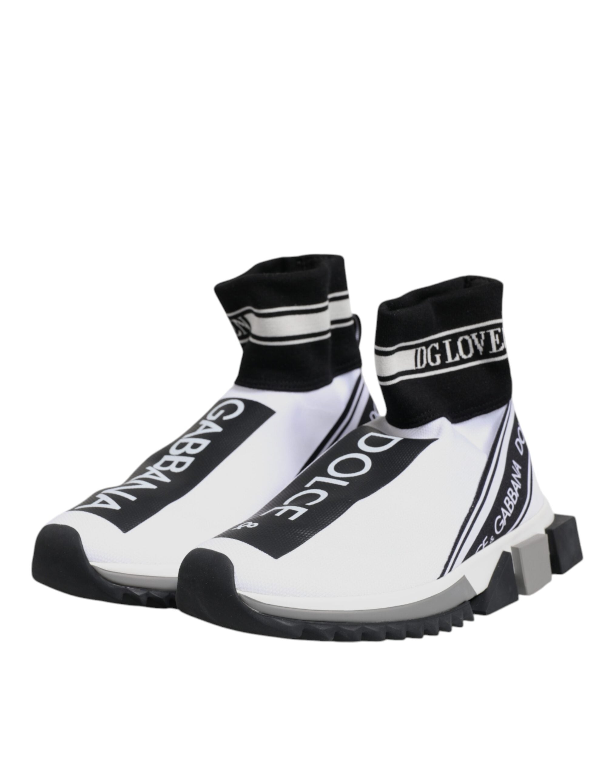 Dolce & Gabbana White Black Sorrento Socks Sneakers Shoes - Zeiniez