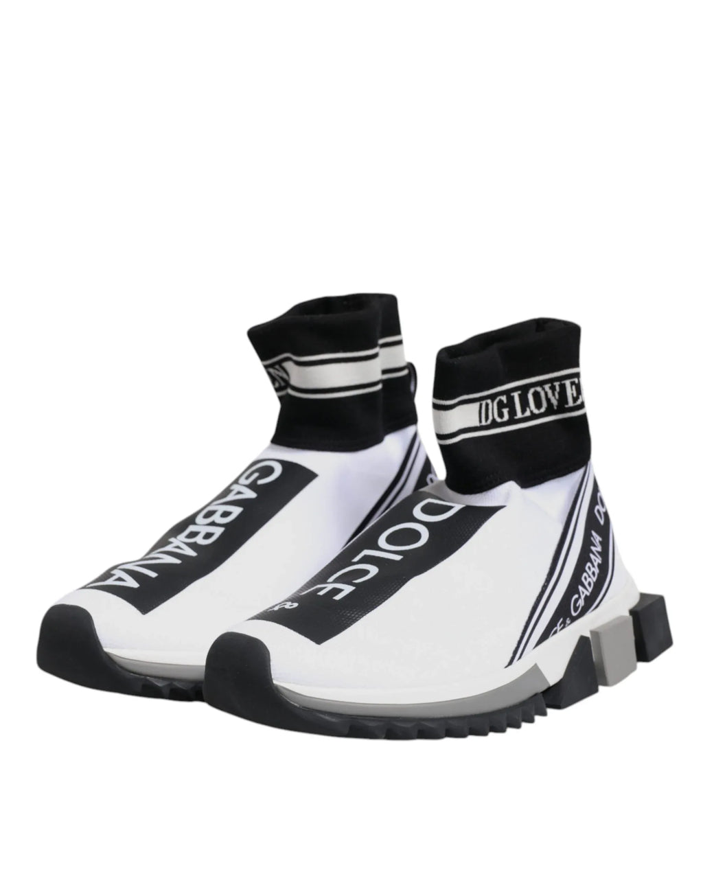 Dolce & Gabbana White Black Sorrento Socks Sneakers Shoes - Zeiniez