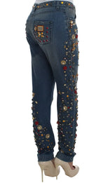Dolce & Gabbana Crystal Roses Heart Embellished Jeans - Zeiniez