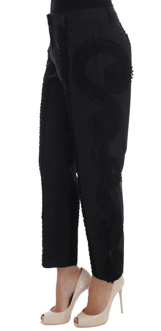 Dolce & Gabbana Black Cotton Stretch Torero Capris Pants Dolce & Gabbana