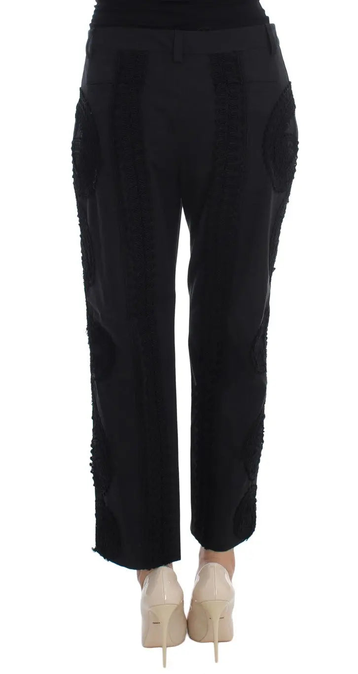 Dolce & Gabbana Black Cotton Stretch Torero Capris Pants Dolce & Gabbana