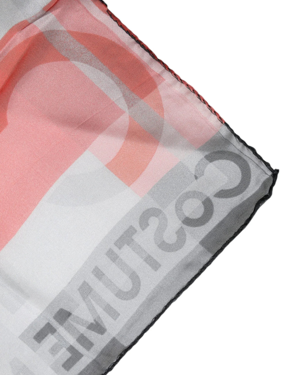 Costume National Gray Red Silk Square Neck Wrap Scarf - Zeiniez