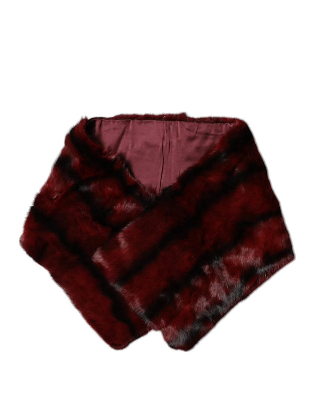 Dolce & Gabbana Black Red Stripe Fur Shawl Neck Wrap Scarf - Zeiniez
