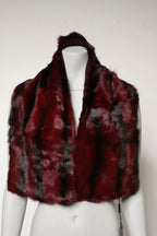 Dolce & Gabbana Black Red Stripe Fur Shawl Neck Wrap Scarf - Zeiniez