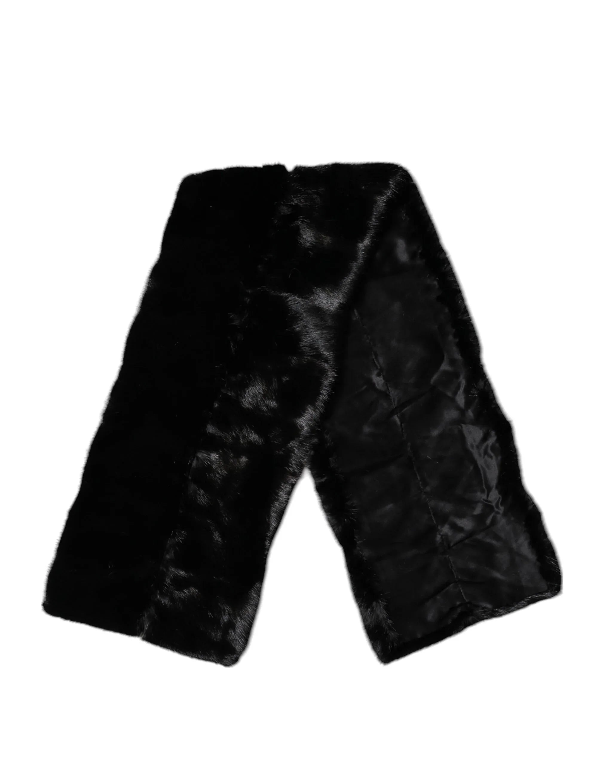 Dolce & Gabbana Black Fur Shawl Neck Wrap Cover Collar Scarf - Zeiniez