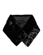 Dolce & Gabbana Black Fur Shawl Neck Wrap Cover Collar Scarf - Zeiniez