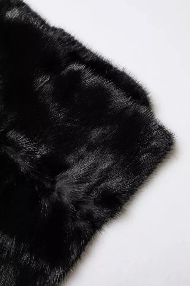 Dolce & Gabbana Black Fur Shawl Neck Wrap Cover Collar Scarf - Zeiniez