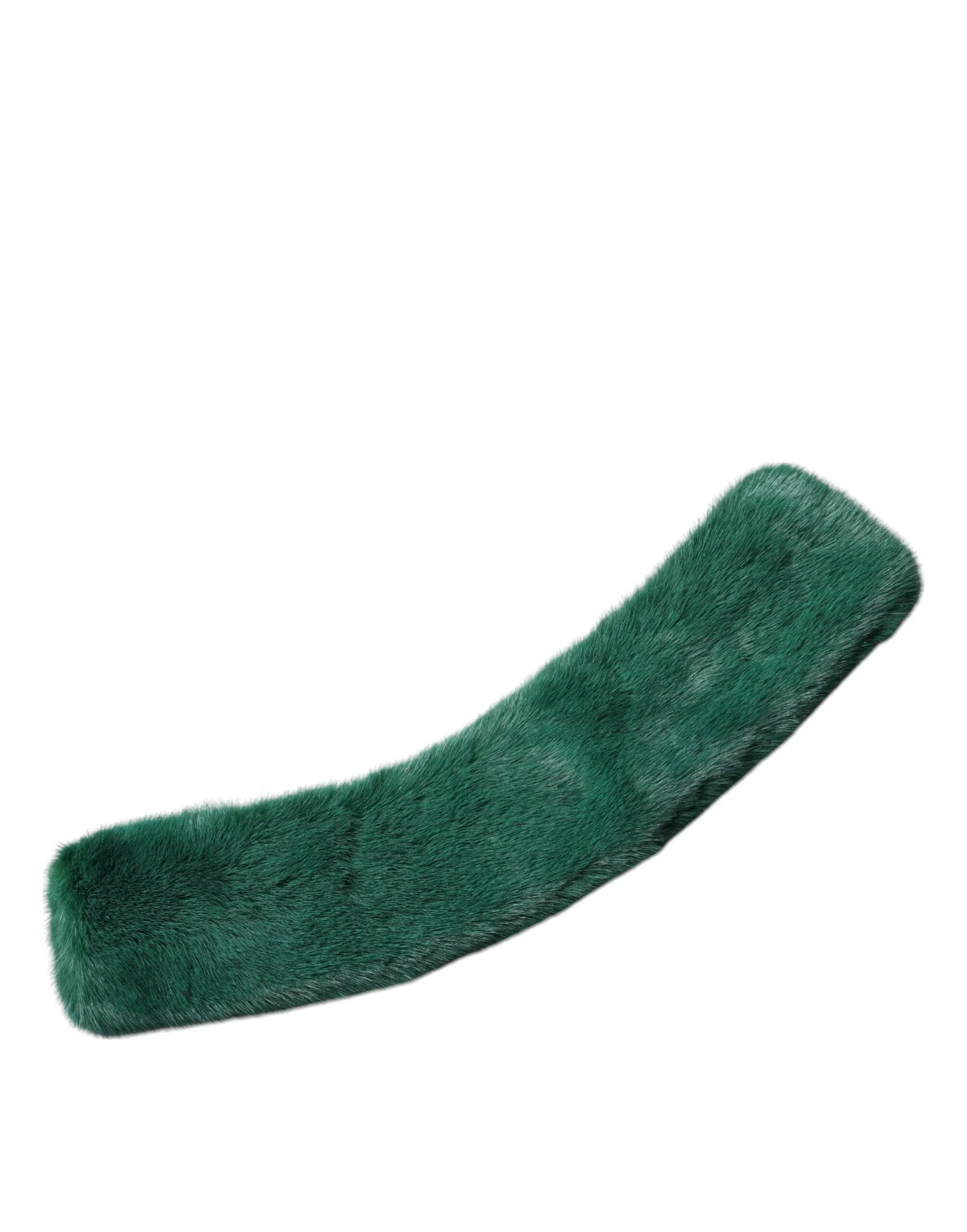 Dolce & Gabbana Green Mink Fur Collar Women Neck Wrap Scarf - Zeiniez