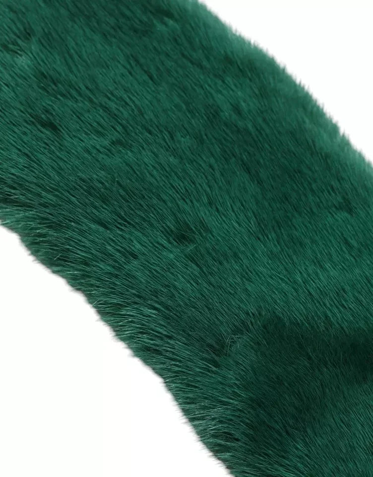 Dolce & Gabbana Green Mink Fur Collar Women Neck Wrap Scarf - Zeiniez