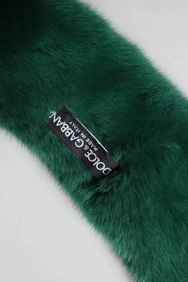 Dolce & Gabbana Green Mink Fur Collar Women Neck Wrap Scarf - Zeiniez