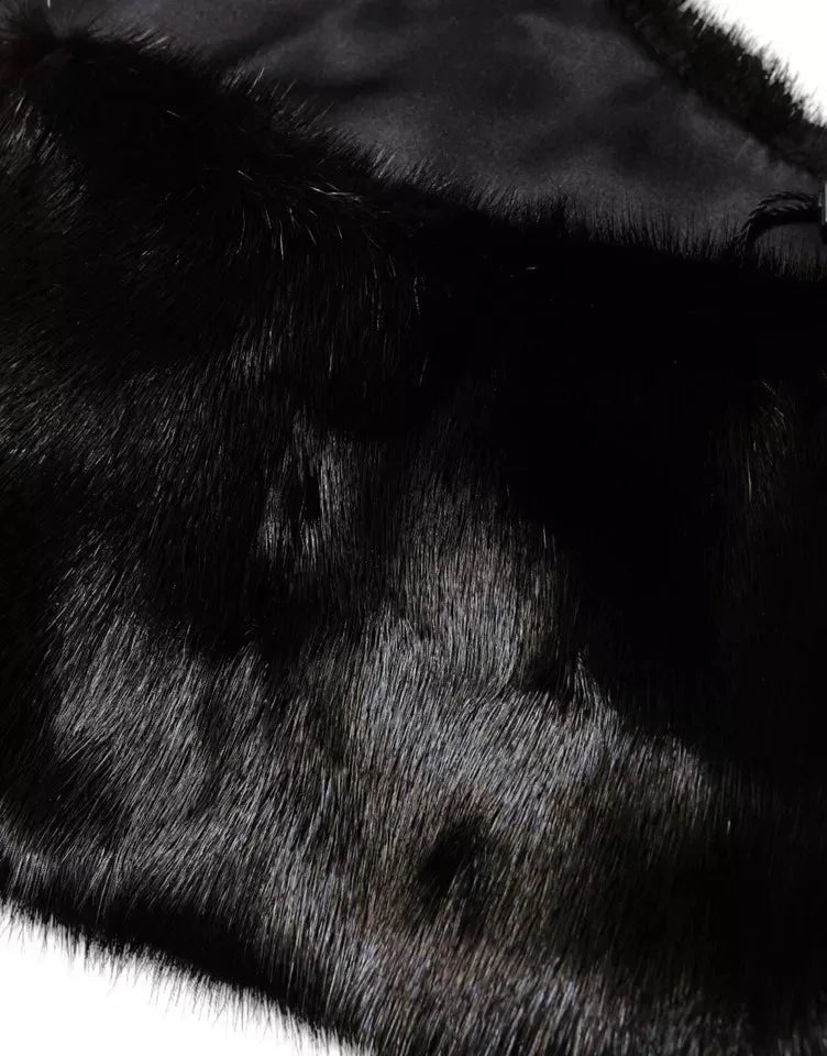 Dolce & Gabbana Black Fur Shawl Neck Wrap Cover Collar Scarf - Zeiniez